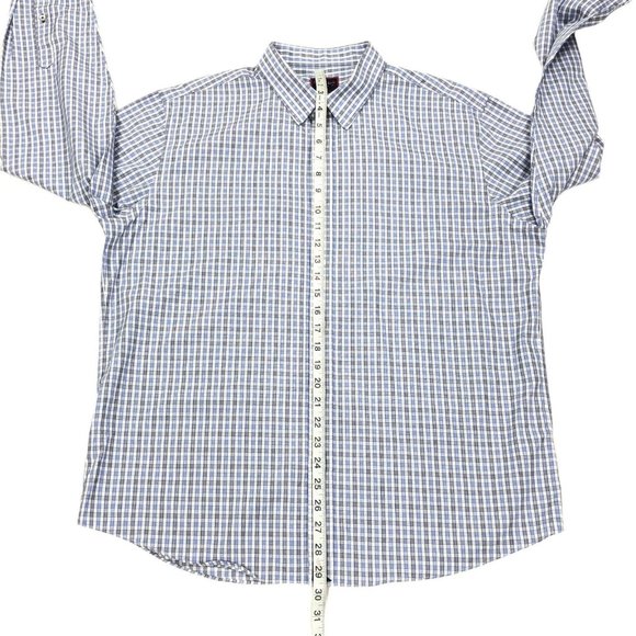 UNTUCKit Men's Blue Plaid Gingham Long Sleeve Button Front Shirt Size XL - Picture 7 of 8